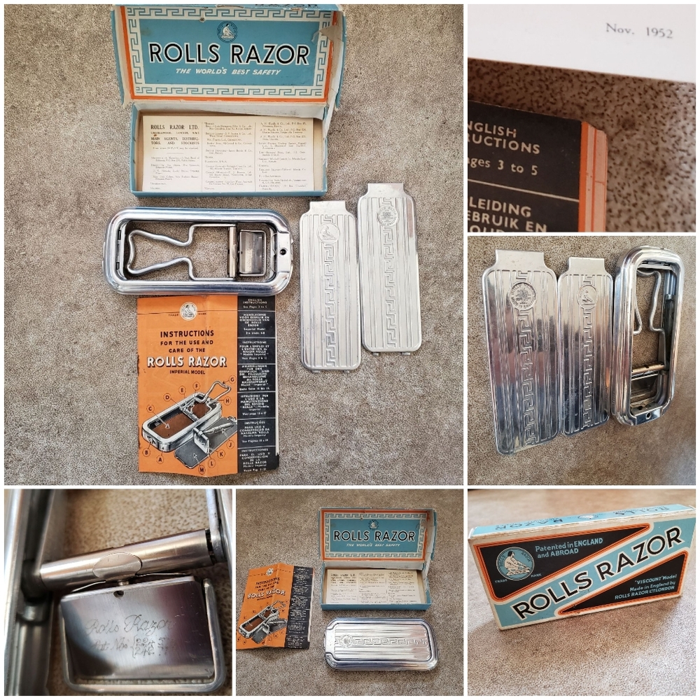 Rolls Razor Vintage Travel Safety Razor Set in Blue and Chrome